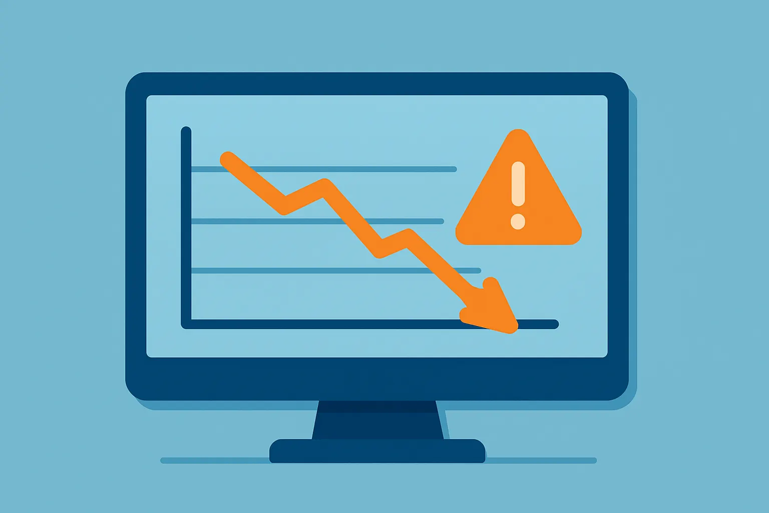 Illustration d'une courbe de trafic en baisse symbolisant la détection précoce des signes de perte de trafic d'un site web